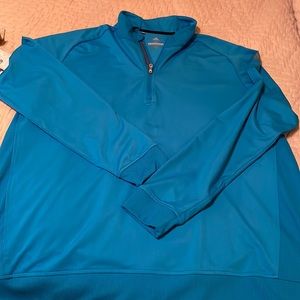 Men’s adidas golf quarter zip pullover in turquoise, size xl